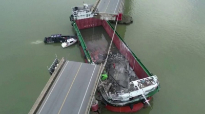 Tragedy Strikes: Barge Collides with China Bridge, Claiming 5 Lives and Plunging Vehicles into Water